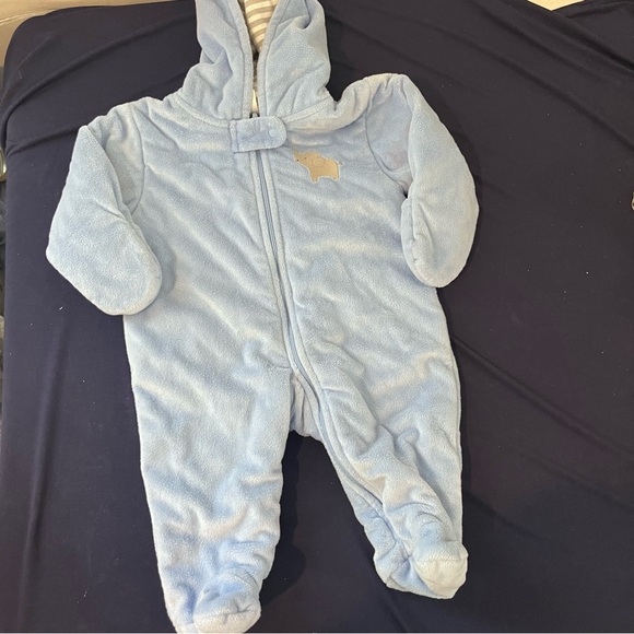 child of mine Other - Child Of Mine By Carters Baby Boy Snowsuit Light Blue 3-6m Hooded Fleece Mittens